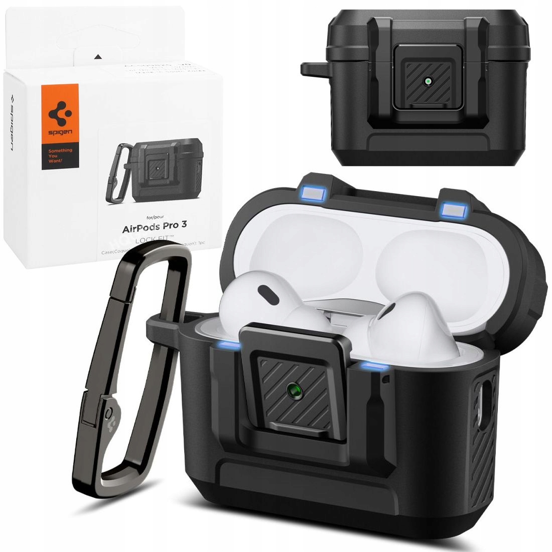 Pouzdro Uzamykatelné Spigen Lock Fit pro Apple AirPods Pro 3, pouzdro s karabinou