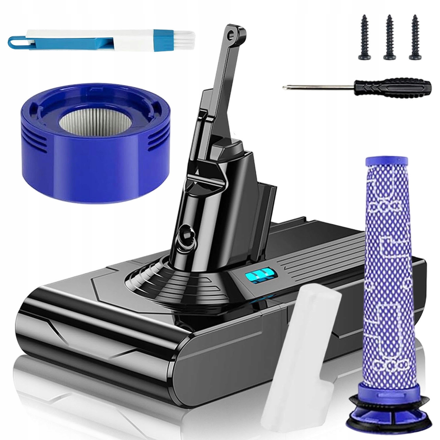Náhradní Akumulátor pro Dyson V8, SV10 Lithiové baterie 6000 MAh 2 filtry