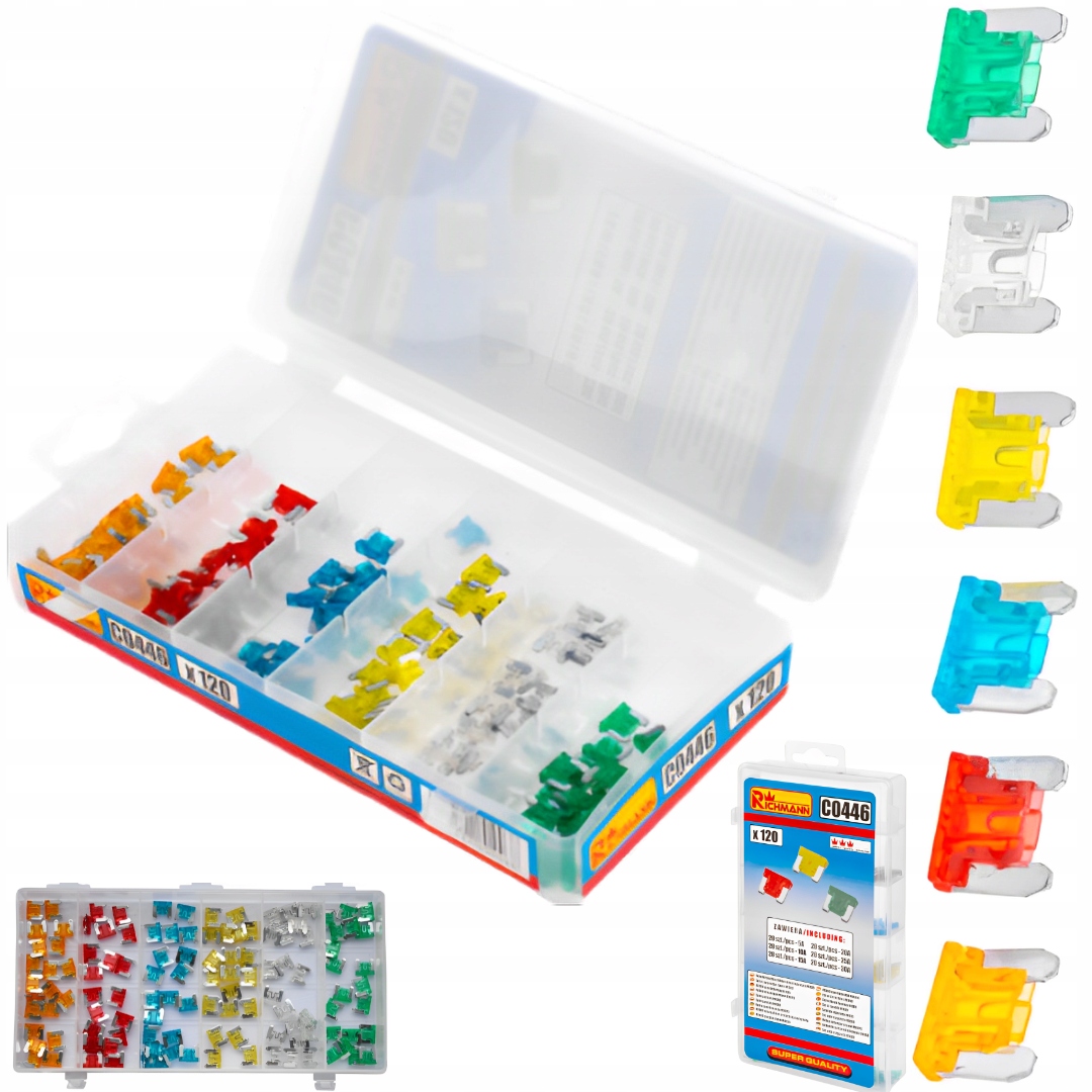 KOMPLET SAMOCHODOWYCH BEZPIECZNIKÓW ZESTAW MIKRO 120 SZT/MIX RICHMANN C0446