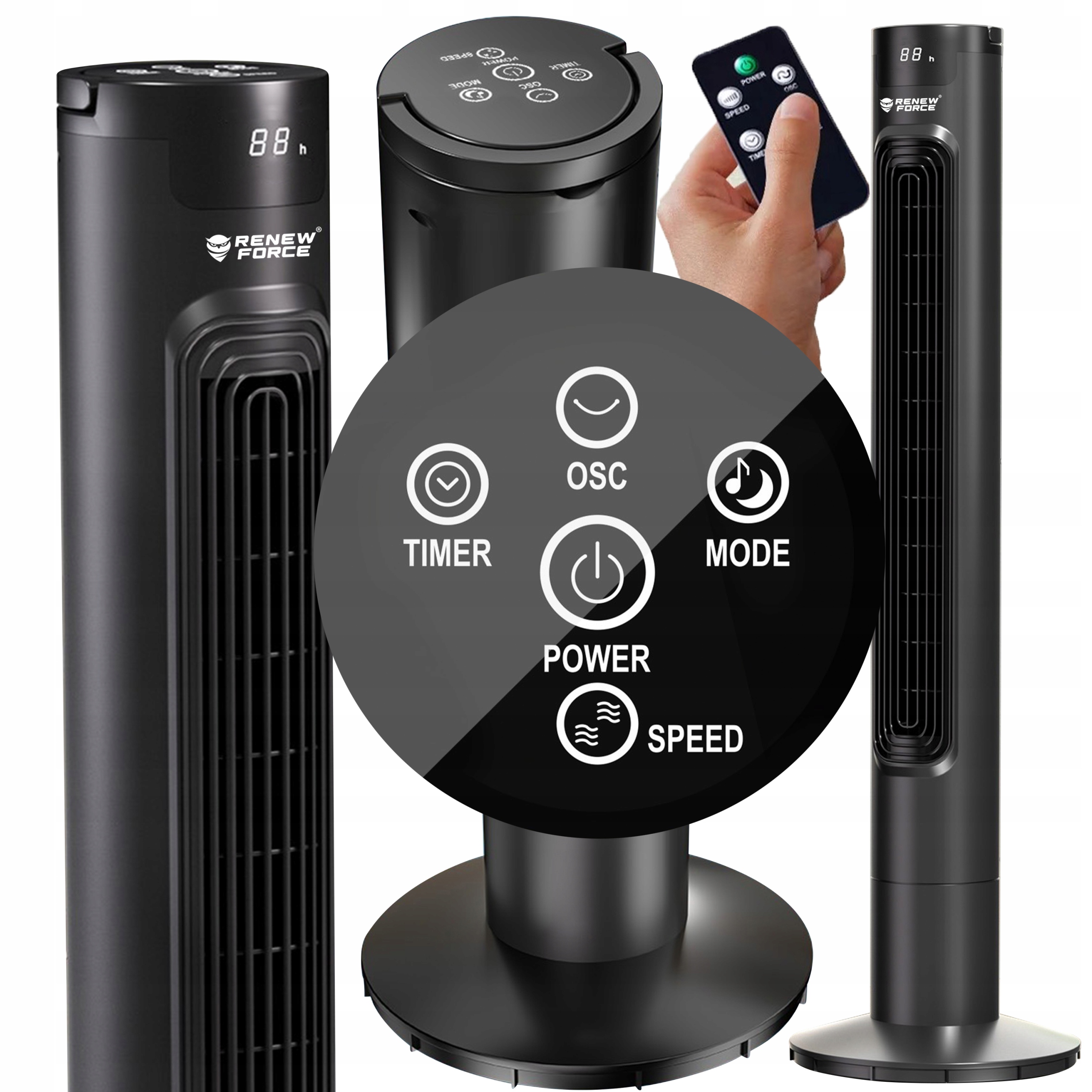 КОЛОНКА ВЕНТИЛЯТОР С ПУЛЬТОМ ДИСТАНЦИОННОГО УПРАВЛЕНИЯ СВЕТОДИОДНЫЙ НАПОЛЬНЫЙ ВЕНТИЛЯТОР 3 РЕЖИМА ТАЙМЕР ТИХИЙ