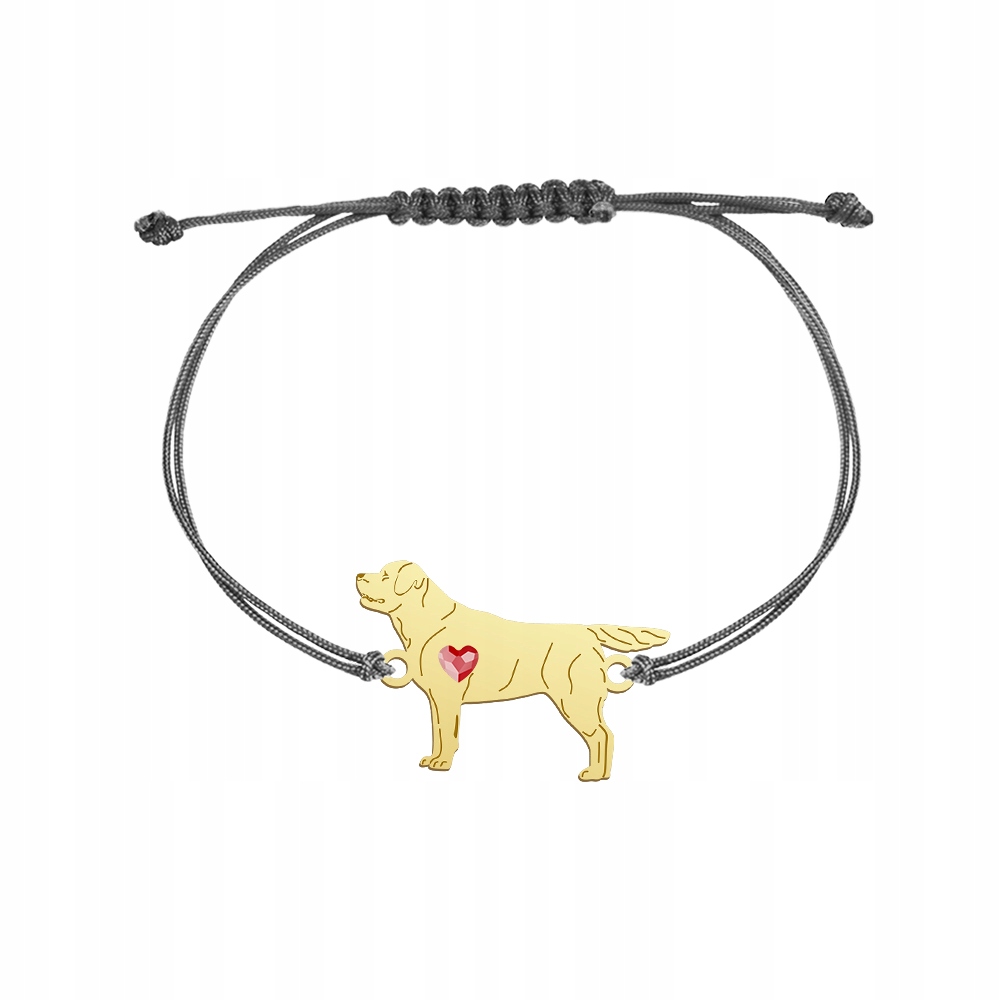 Zlatý náramek s labradorským retrívrem 925, šňůrka Dárek Gravírování Bonus