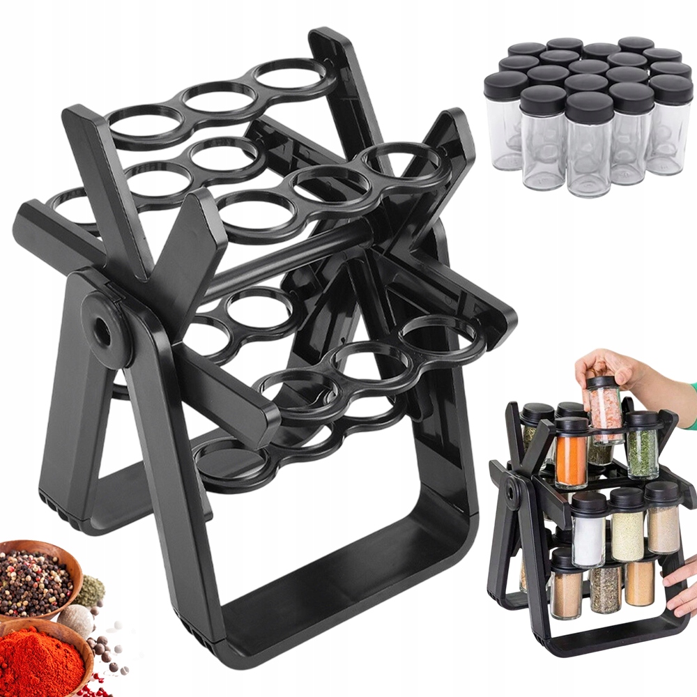 Nádobky Na Koření Otočný Stojan Na Koření, 18 Sklenic