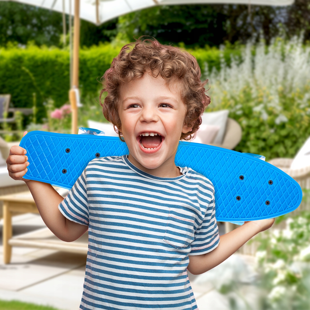 FISZKA DESKOROLKA DLA DZIECI ŚWIECĄCE KOŁA LED NIEBIESKA 56CM ABEC7 RGB Kolor niebieski