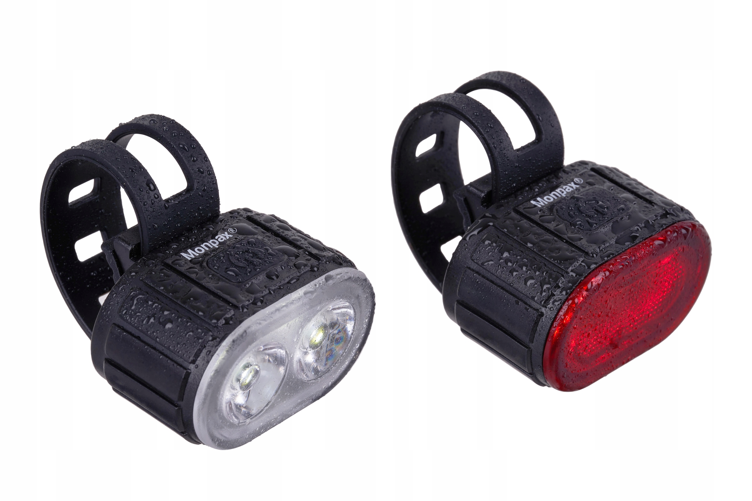 LAMPKA ROWEROWA PRZÓD TYŁ NA KIEROWNICĘ LED USB WODOODPORNA AKUMULATOR Waga 270 g