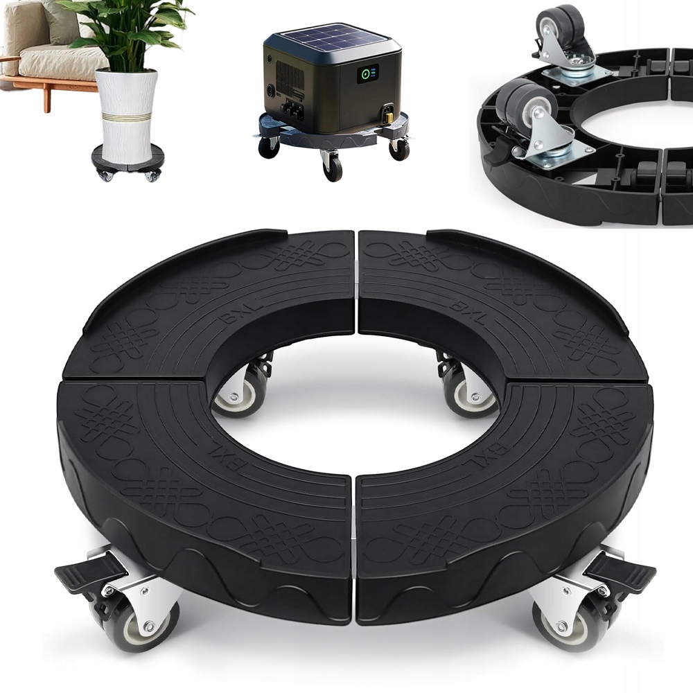 Podnos Pro Pokojové Rostliny, Podstavec, Válec 220 Kg, Černý, S Brzdami