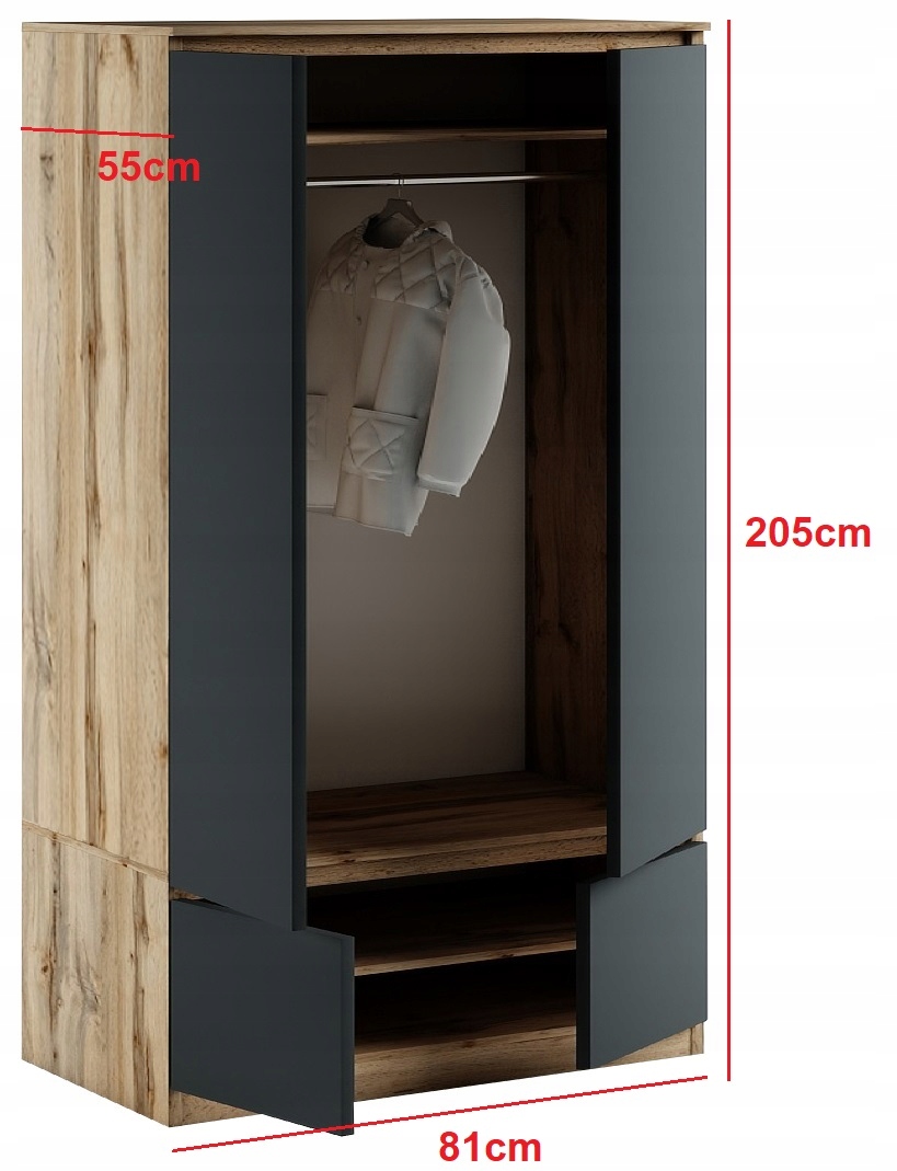 064-067 SZAFA B4d 81x55x205 - WOTAN / CZARNY Kod producenta 064/SzB80d4