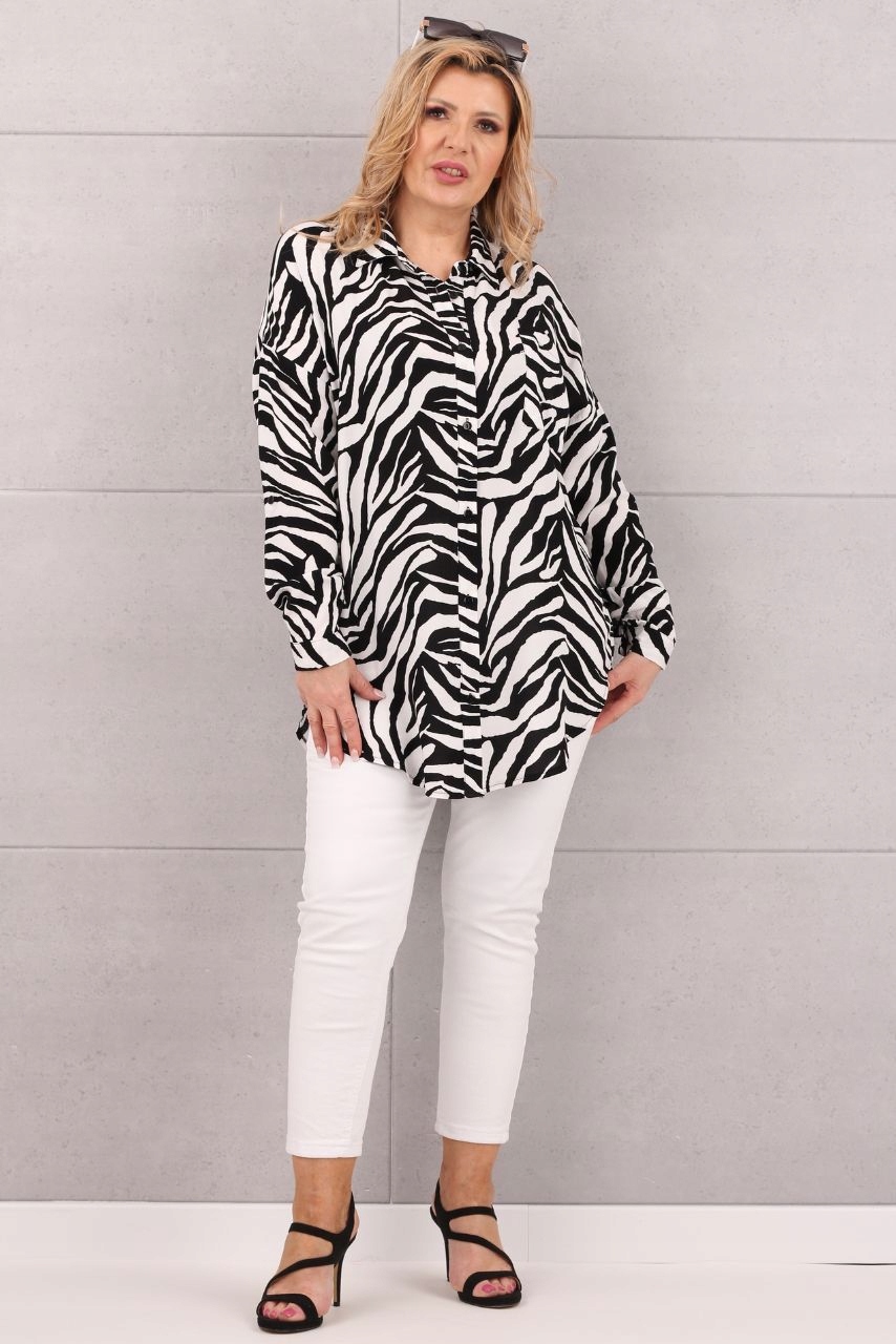 LUŹNA KOSZULA DUŻE ROZMIARY BAWEŁNIANA ELEGANCKA ASYMETRYCZNA ROZPINANA Płeć kobieta