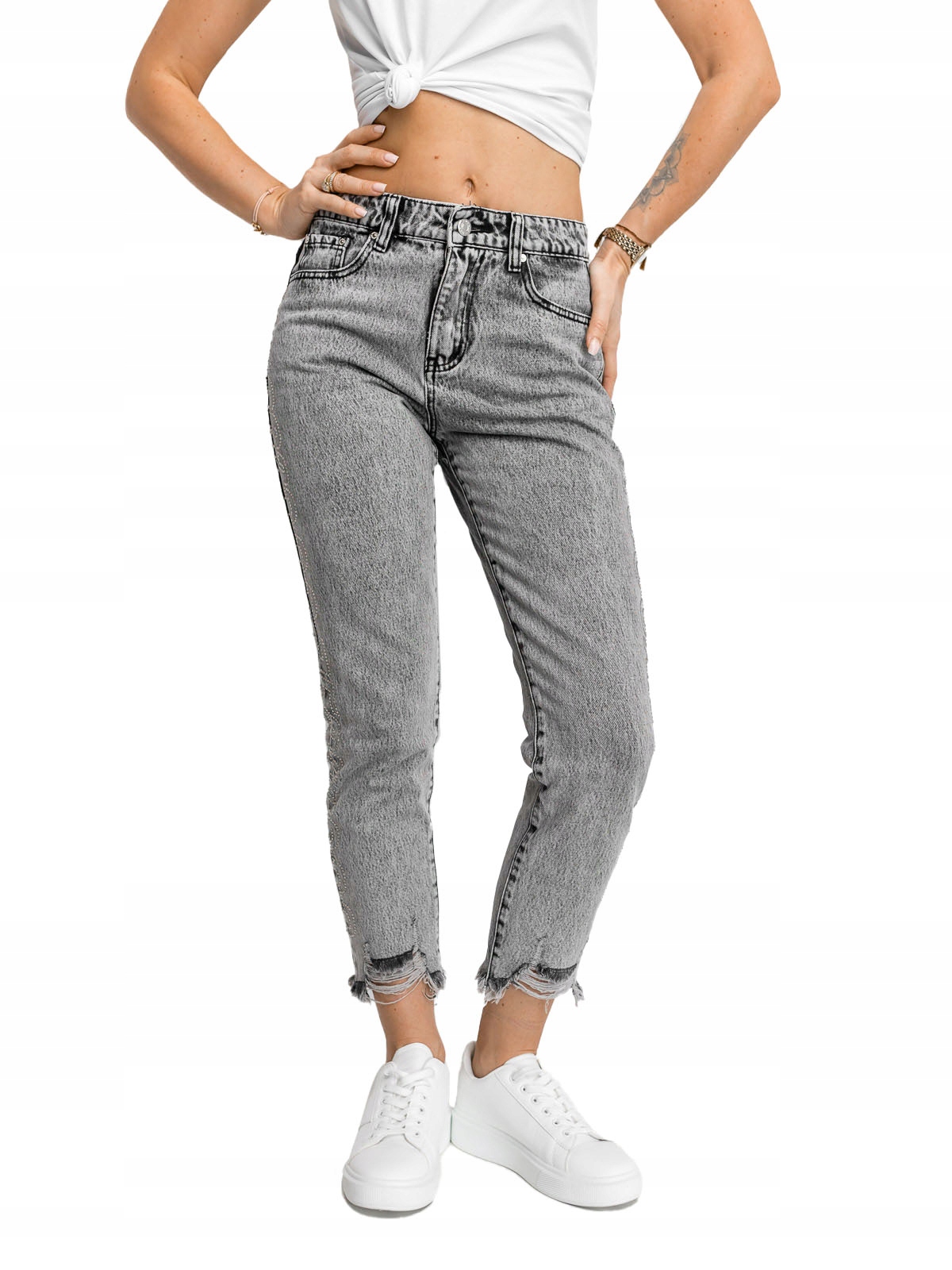 Dámské Džínové Kalhoty Šedé Y984 Denley_l