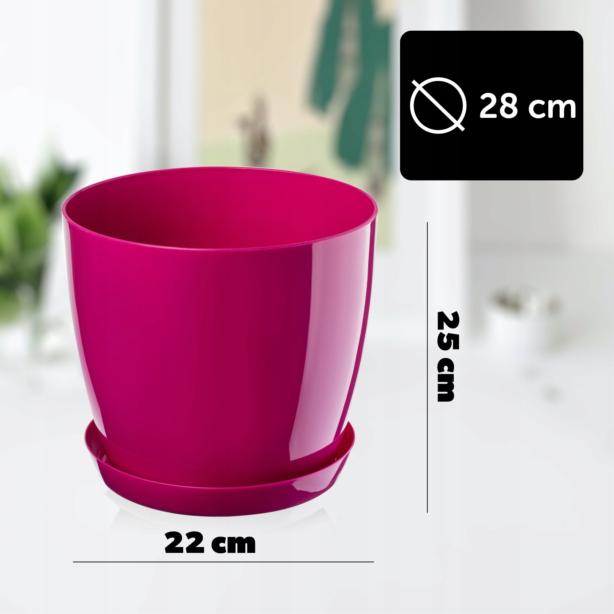 DONICZKA Z PODSTAWKĄ PLASTIKOWA OSŁONKA DONICA 28cm RÓŻOWA NA KWIATY KADAX Marka Kadax