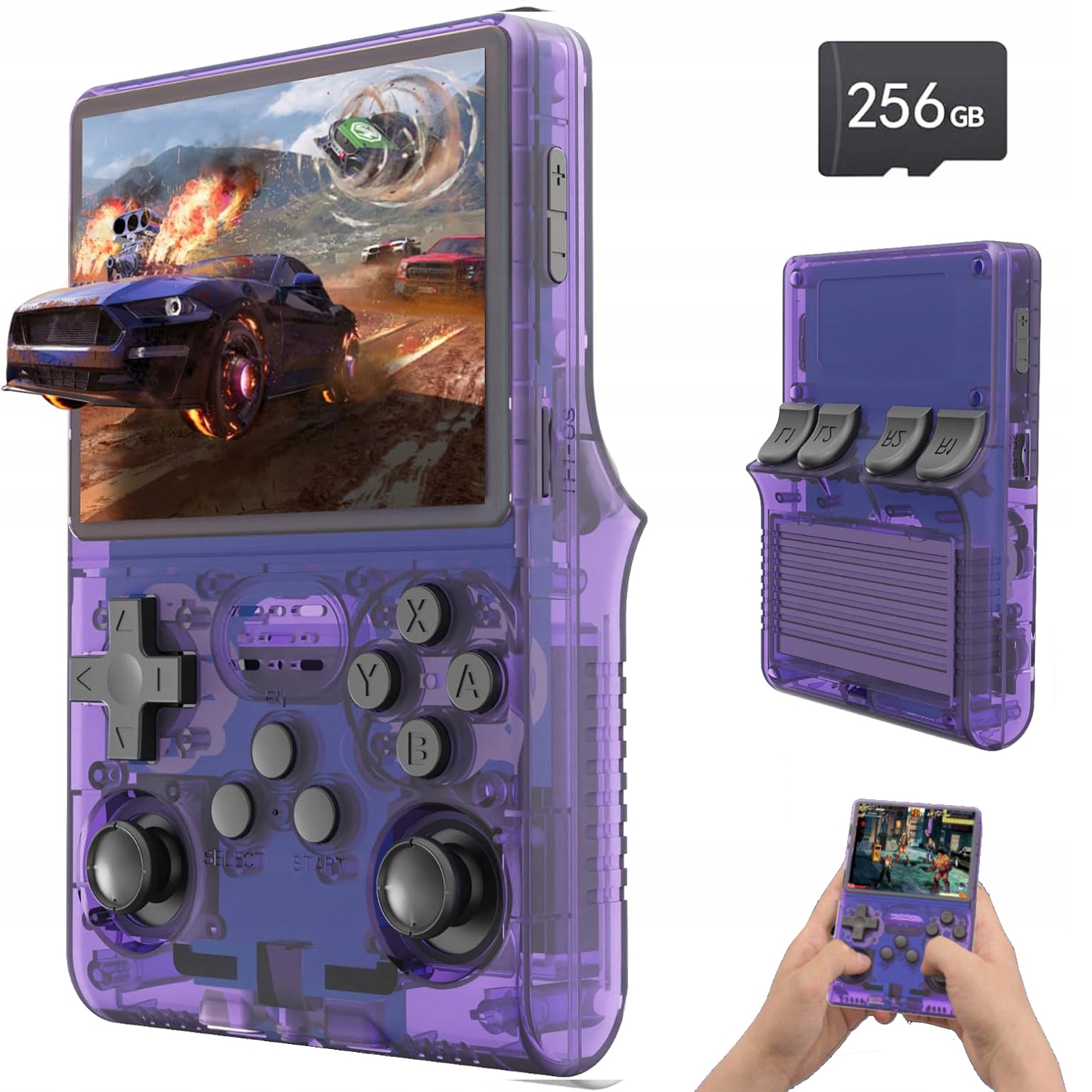 Przenośna Konsola Retro z 30 000 Grami, Ekran Ips 3.5" (128GB, Fioletowa)