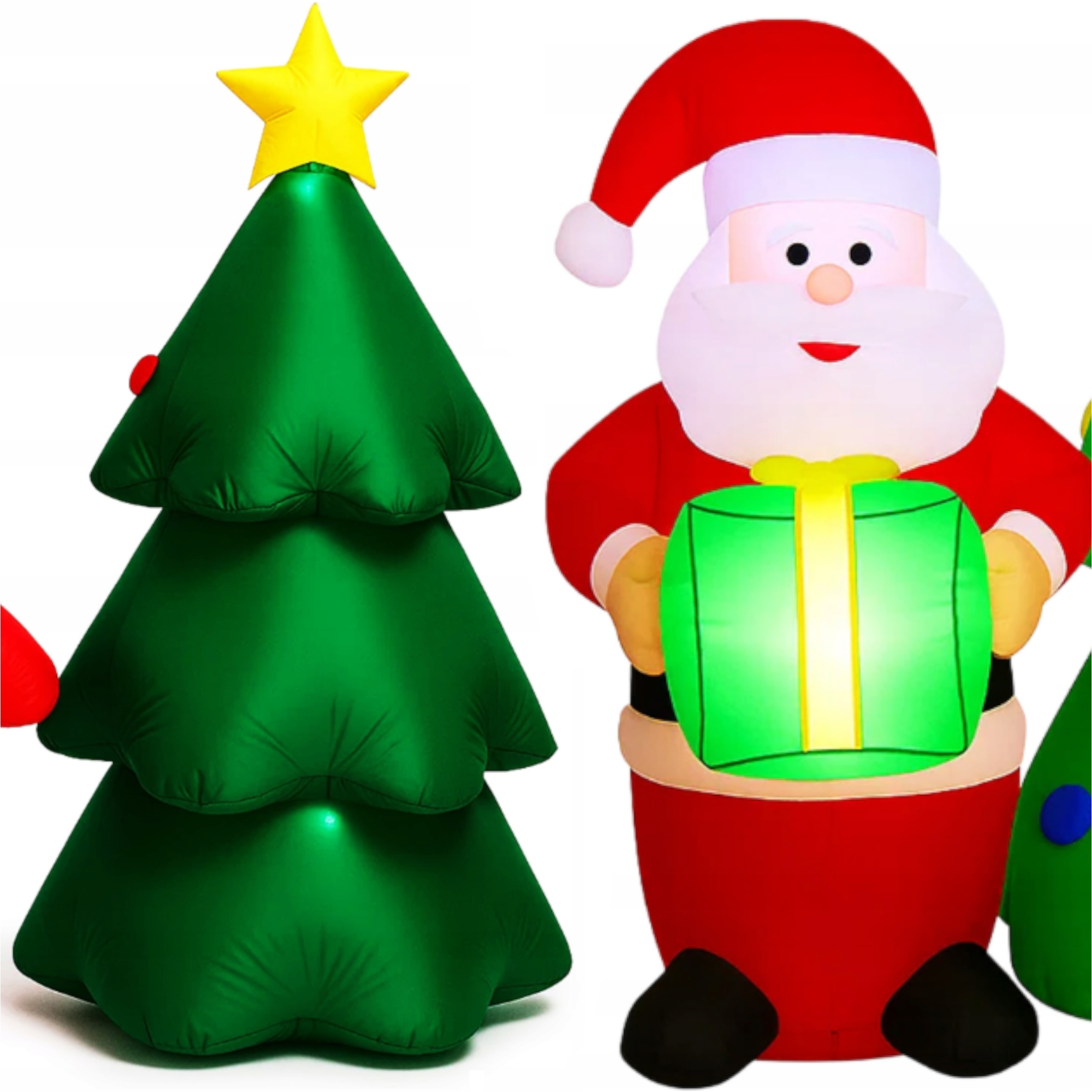 Nafukovací Vánoční Dekorace Vánoční Stromeček A Svatý Mikuláš Led