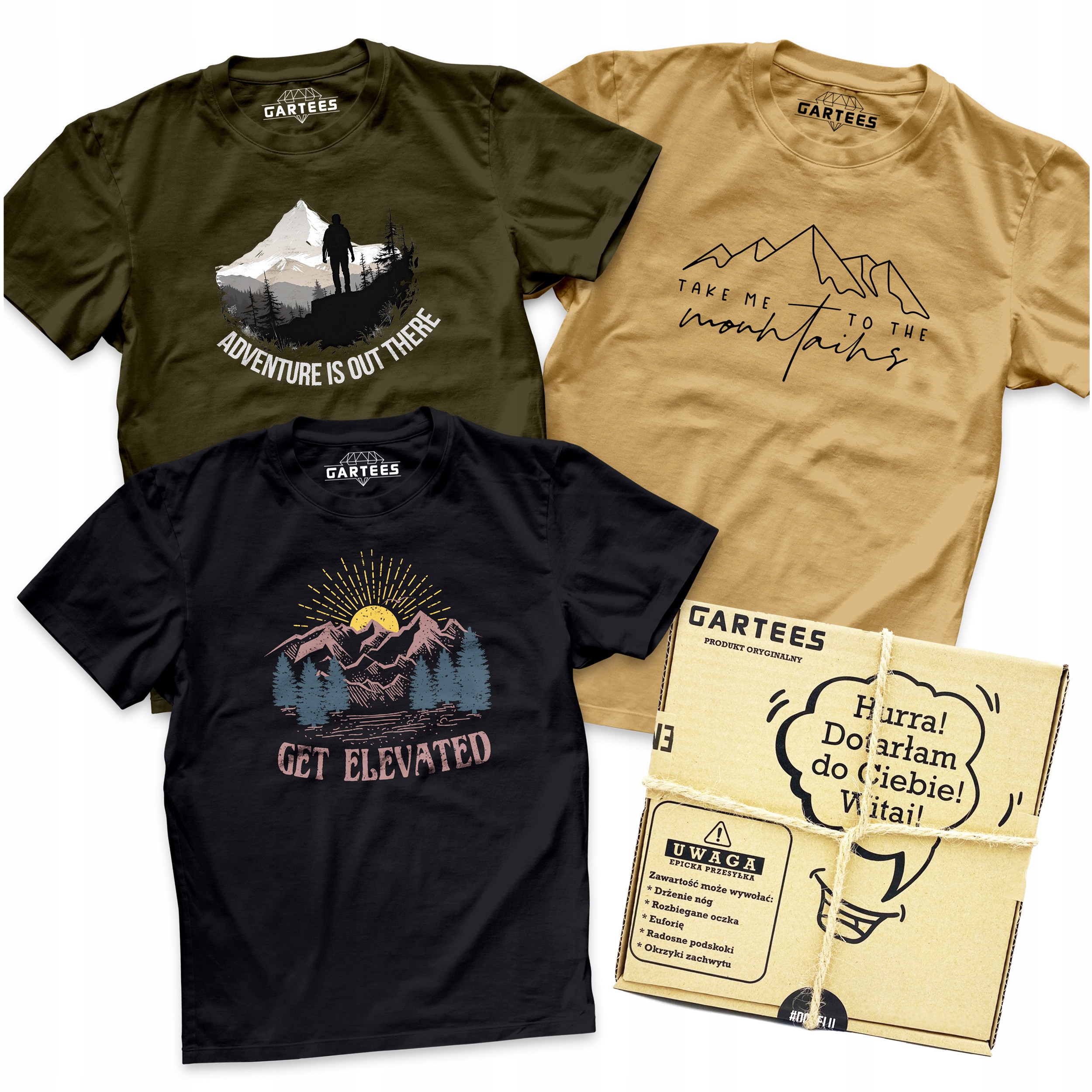 Koszulki 3PAK Męskie Orginalne Gartees Bawełniane Góry Zestaw