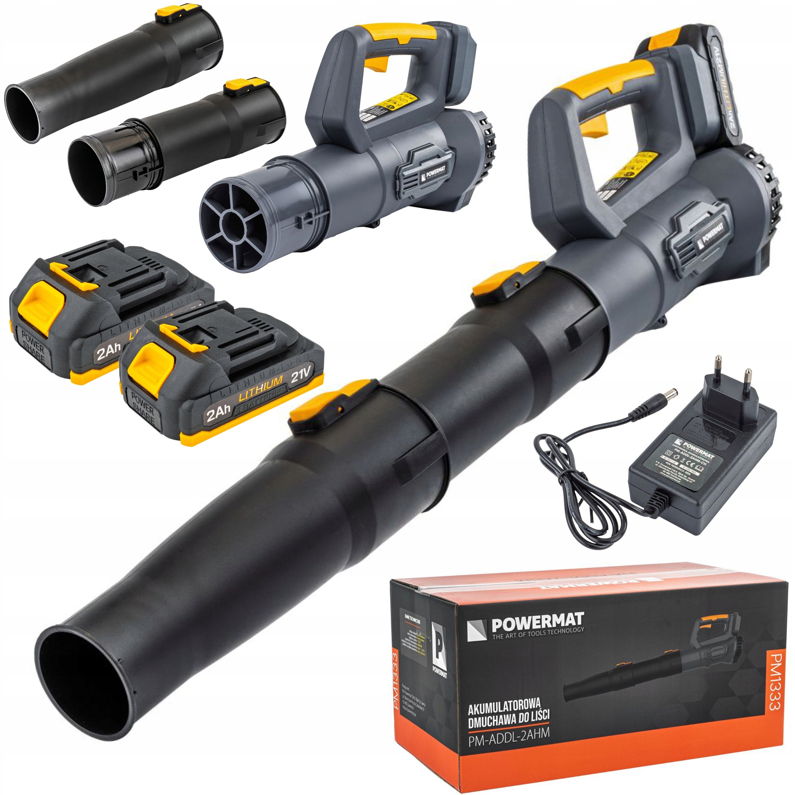 Foukač Powermat 260 km/h 15 000 ot./min 2x 2Ah Akumulátor 21V PM-ADDL-2AHM