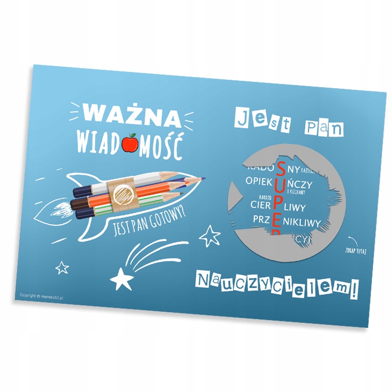 KARTKA ZDRAPKA podziękowanie dla nauczyciela