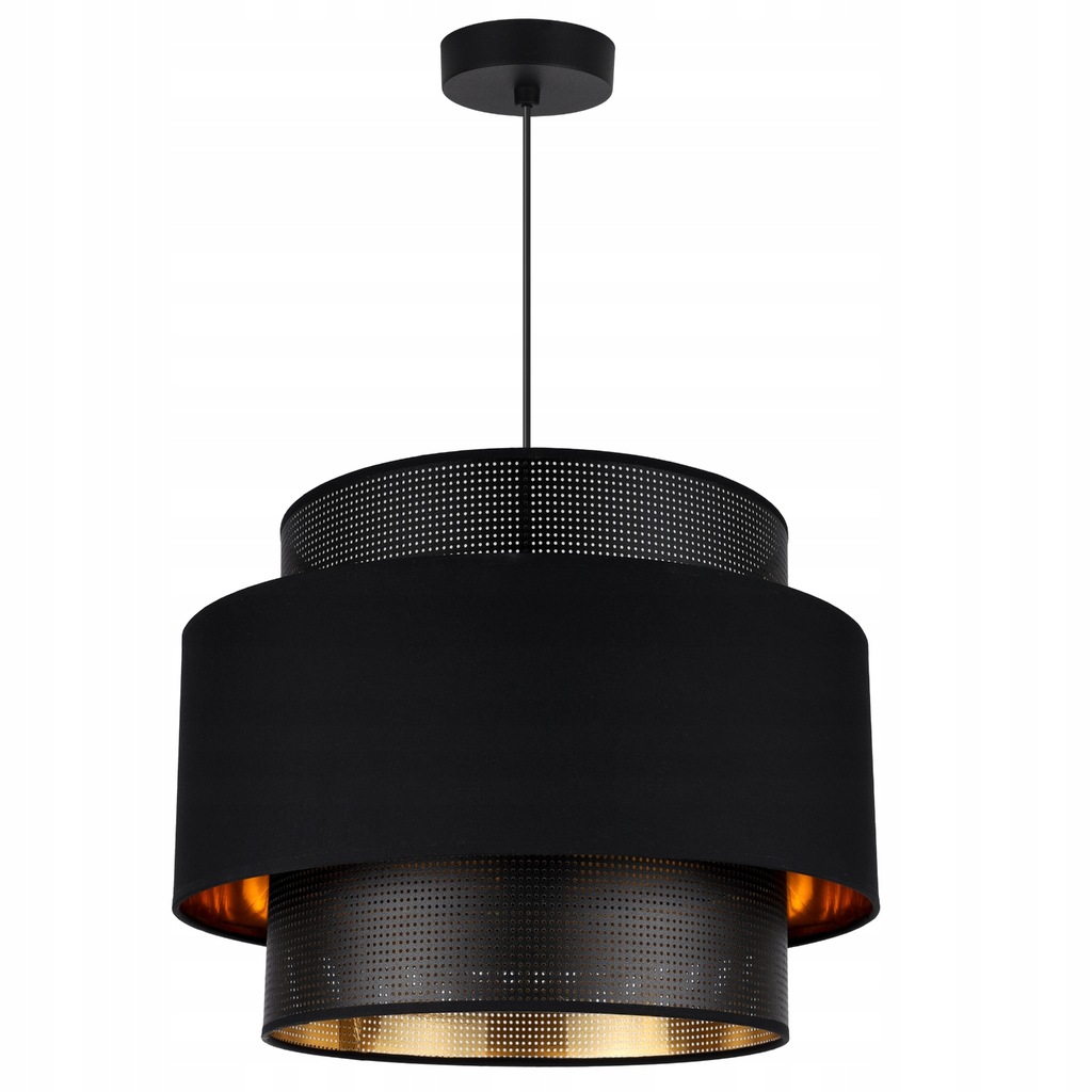 Náladové stropné osvetlenie Asti, čierna a zlatá farba na materiáli, do obývačky