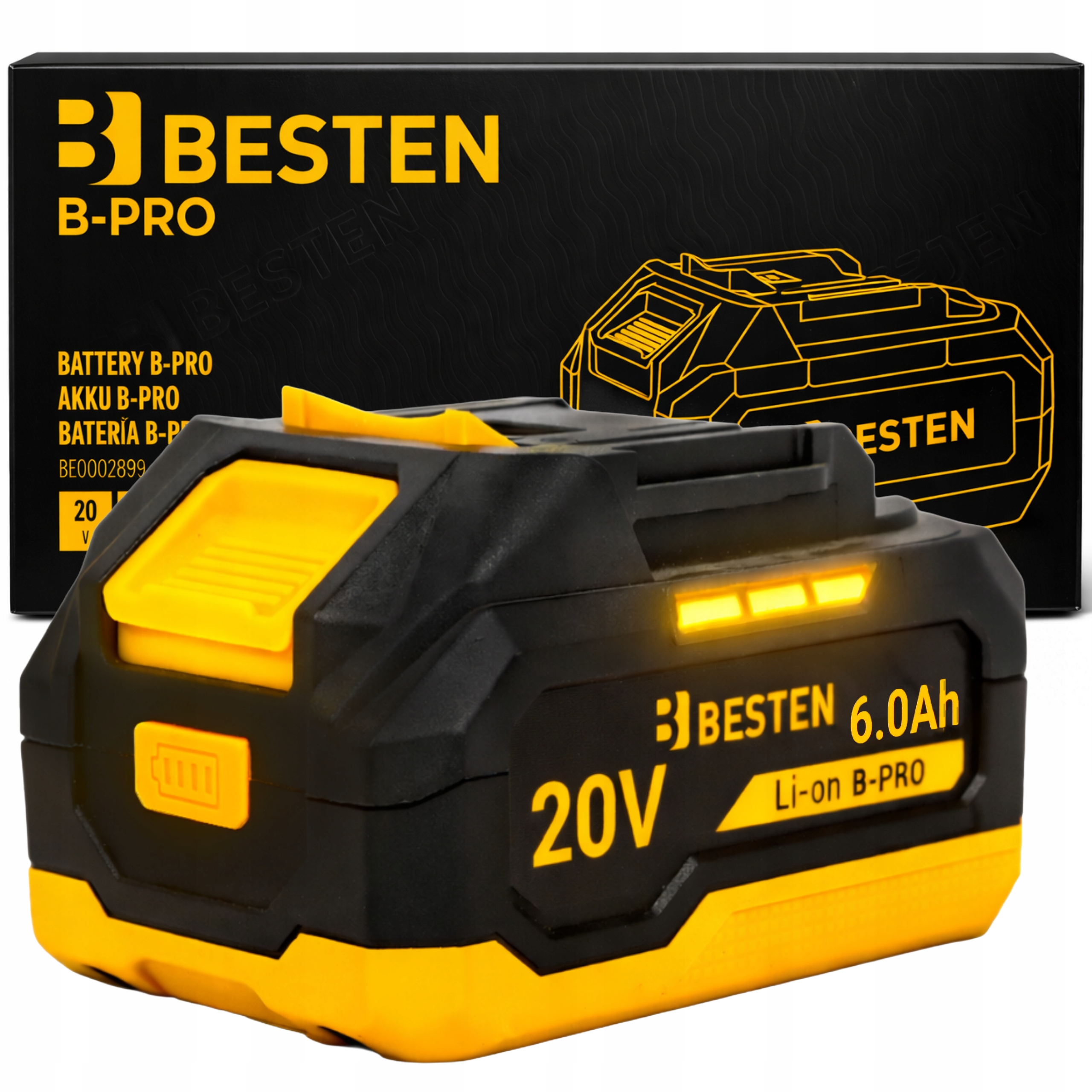 Akumulátor Baterie Besten B-pro Lithium-iontový systém 20 V 6.0 Ah Li-Ion