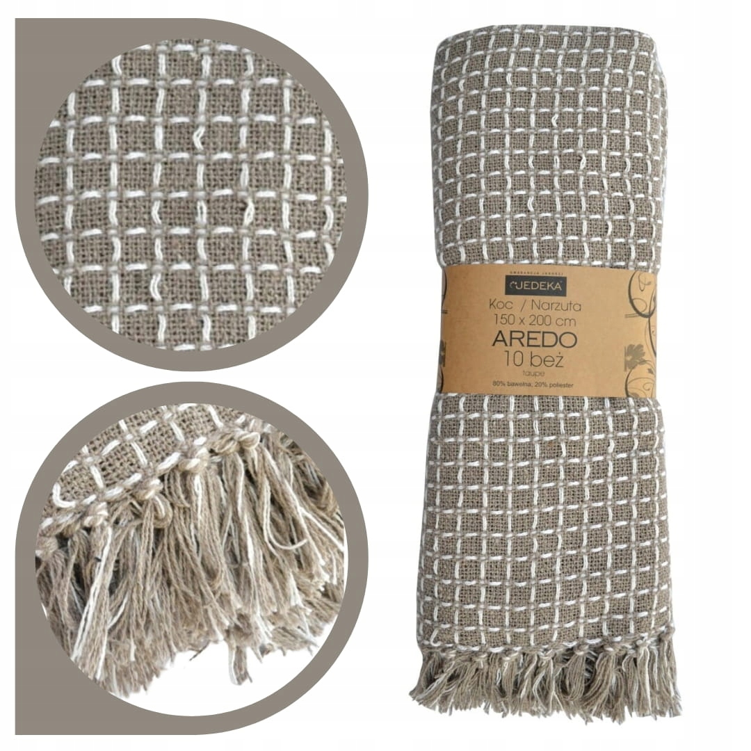 Bavlněná deka na postel na piknik 150x200 Aredo 10 Béžová