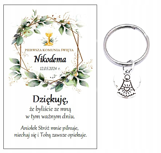Podziękowania dla gości breloczek ANIOŁEK NR 71 KOMUNIA PAMIĄTKA PREZENT