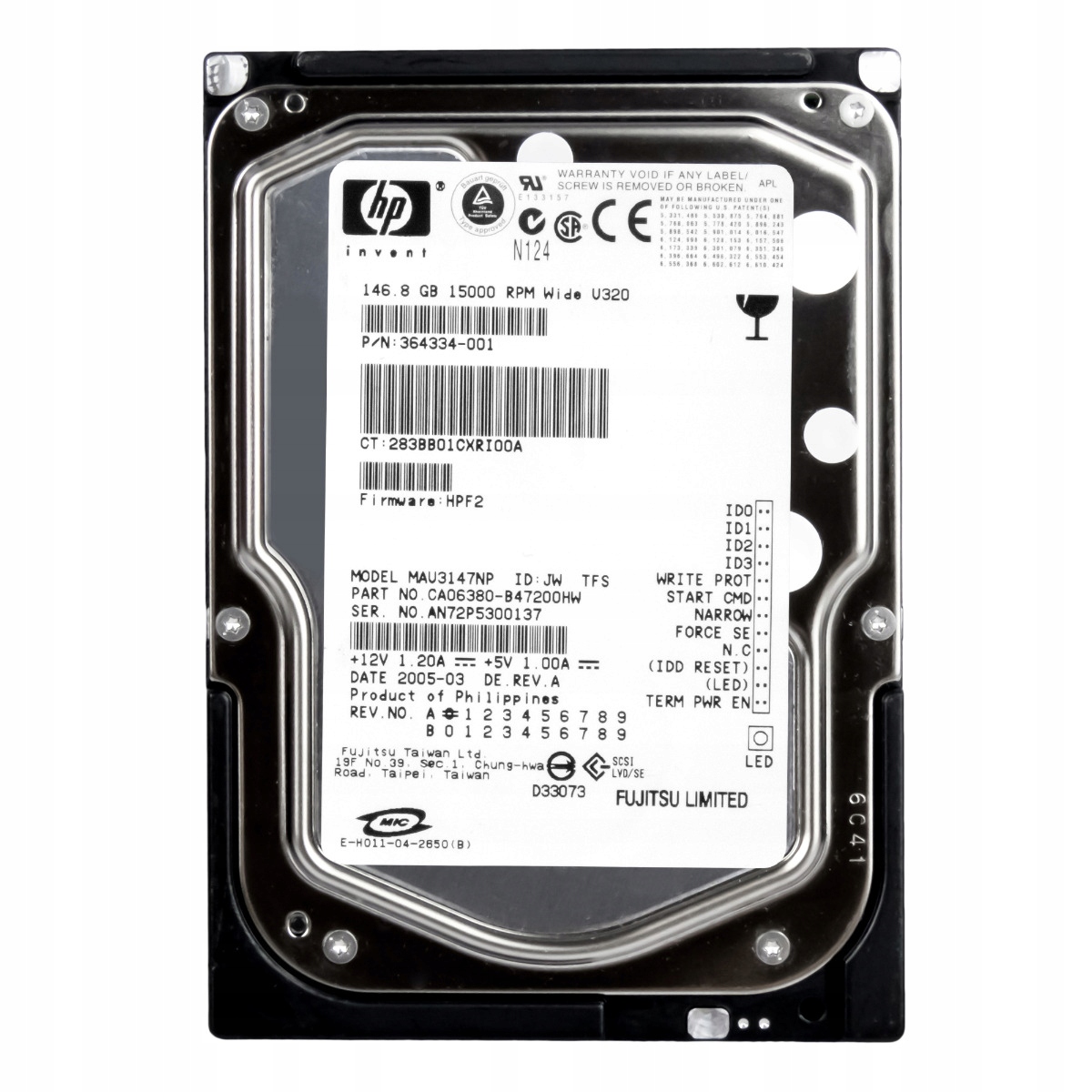 Hp 364334-001 146GB 15K 8MB Scsi U320 3.5'' MAU3147NP