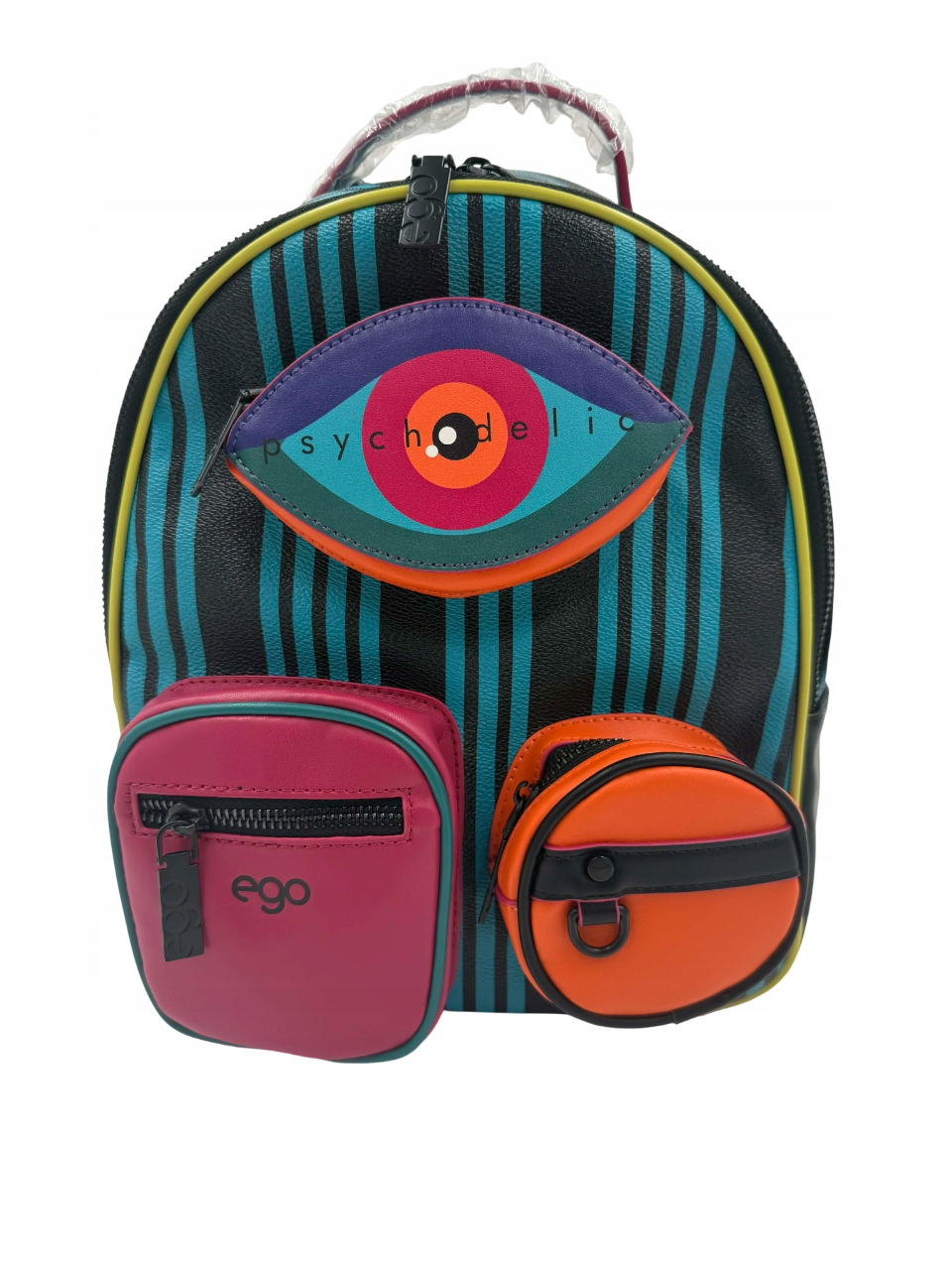 Dámská kabelka-batoh Ego – eko-kůže, černá, multicolor