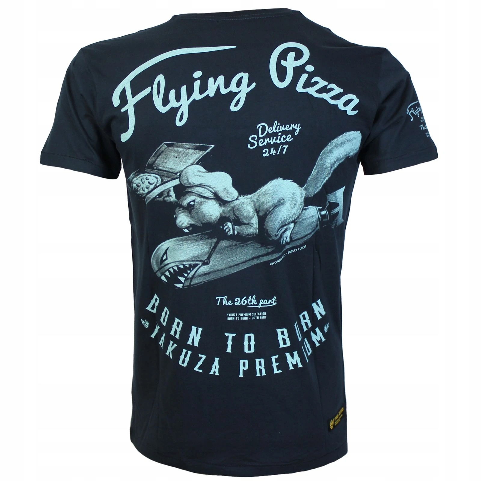 Tričko Yakuza Premium 3800 tmavě modré, Born to Burn, Flying Pizza