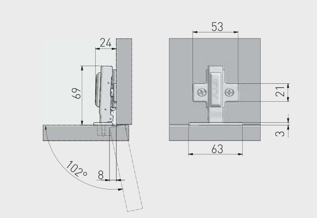 ZAWIAS MEBLOWY GTV PROSTY NAKŁADANY CICHY DOMYK DOCIĄG ZM-ECHC09BEO 10 SZT Kod producenta ZM-ECHC09BEO