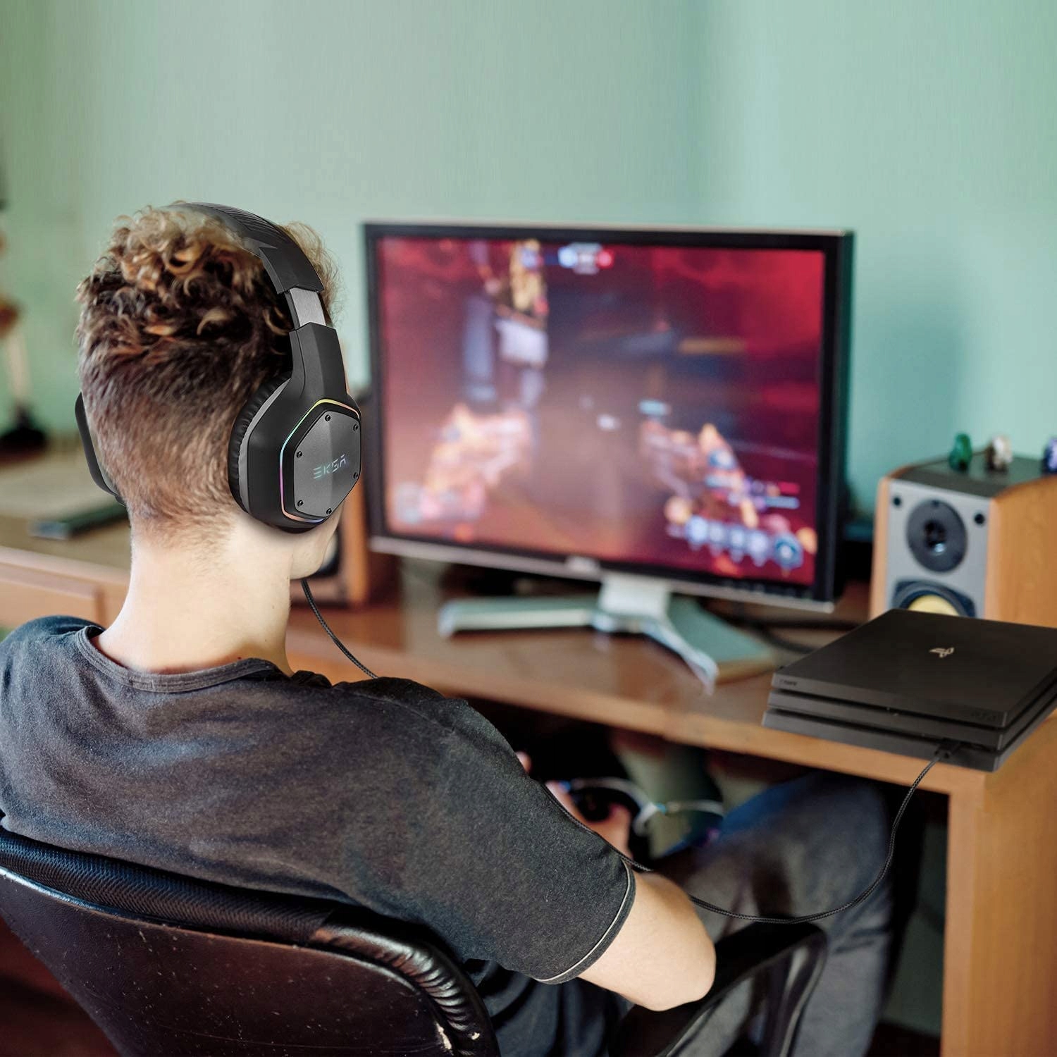 EKSA E1000 Słuchawki Gamingowe USB z Mikrofonem RGB do PC PS4 PS5 Laptop — miniatura 12