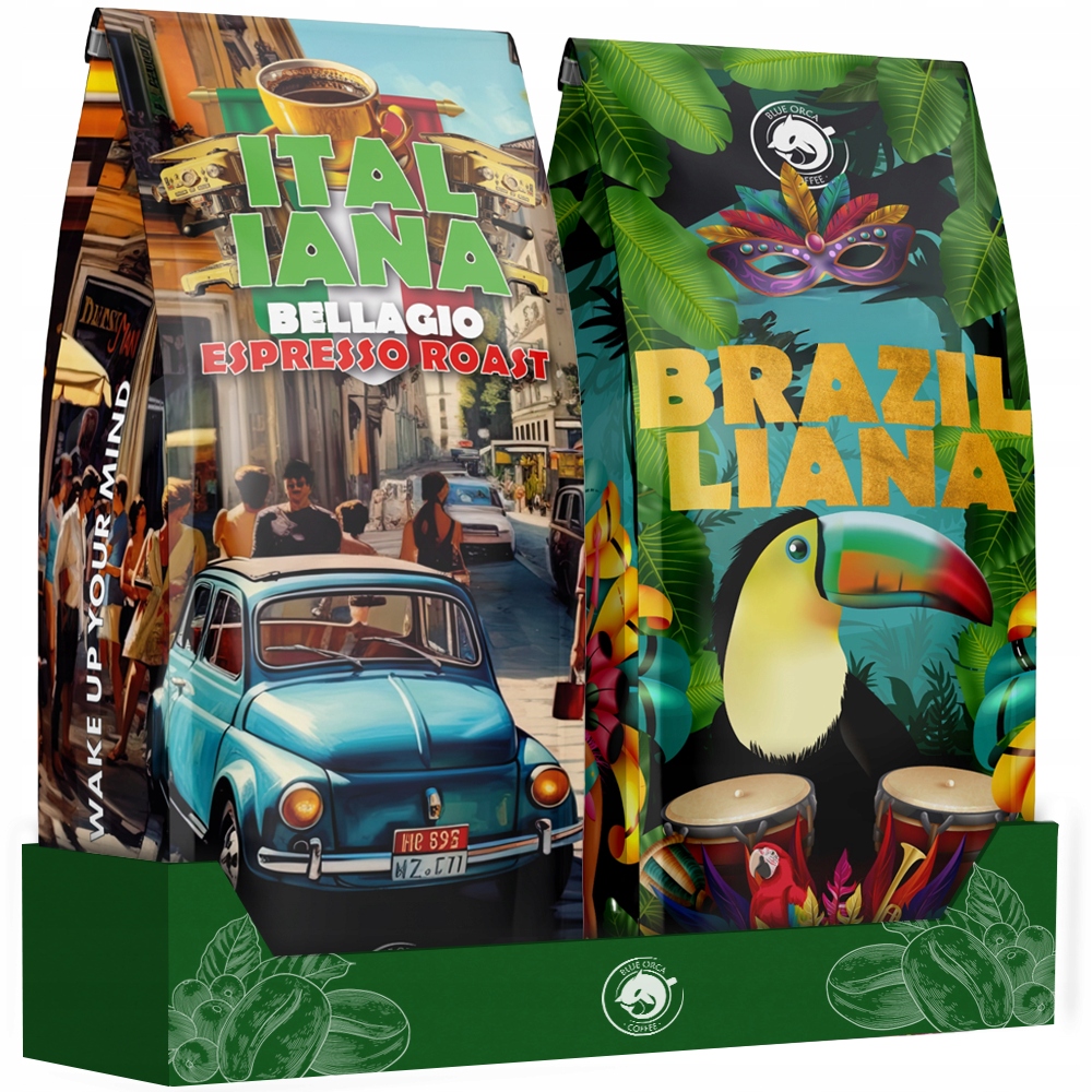 Levně Káva zrnková 1kg x2 Čerstvě pražená z pražírny kávy Blue Orca Dárek