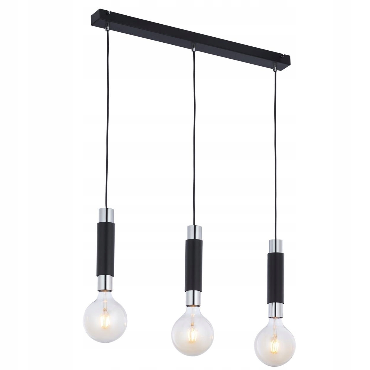 Závěsná lampa Lile černá chrom 3xE27 Moderní Stropní Osvětlení IP20