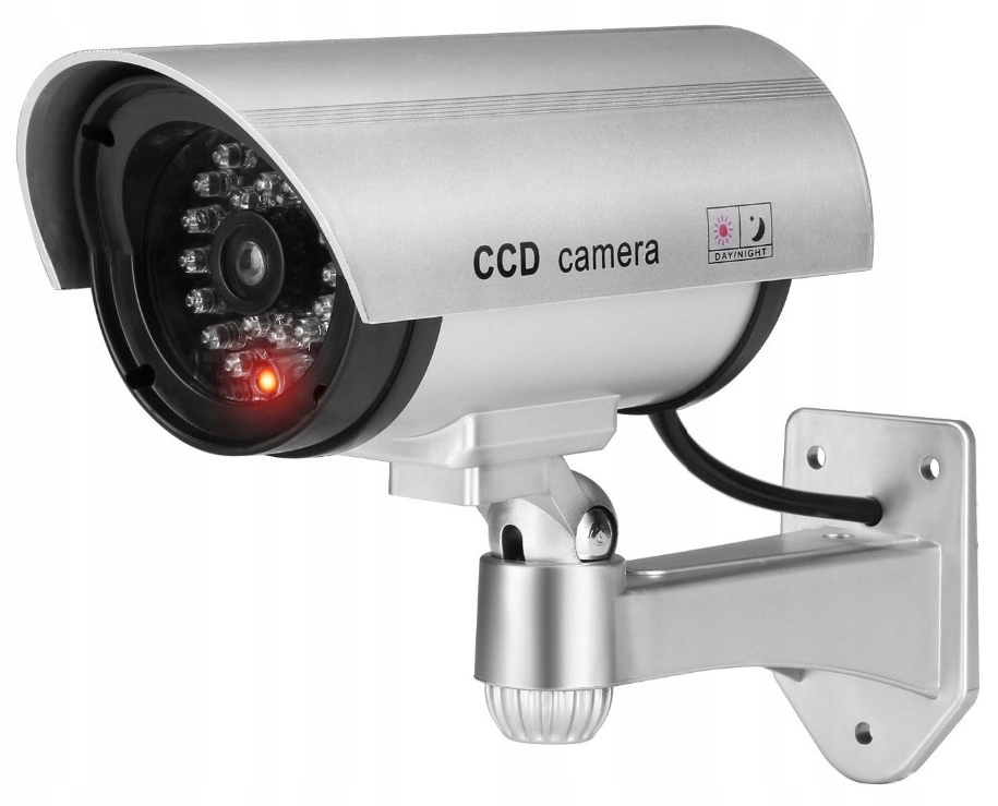 ATRAPA KAMERY IR LED ZEWNĘTRZNA NOCNA DZIEŃ Z DIODĄ LED MONITORING ŚCIENNA Model Realistyczna atrapa kamery przemysłowej