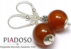 Krásné Náušnice Karneol Přírodní Stříbro