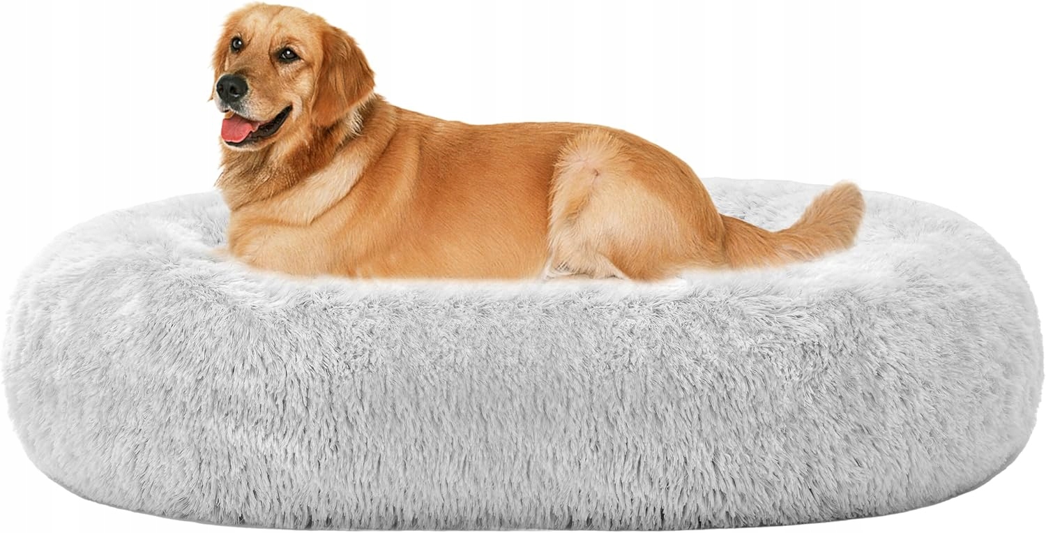 Hmtope Plyšové Kulaté Pelíšek Pro Psa 100 CM, Šedé