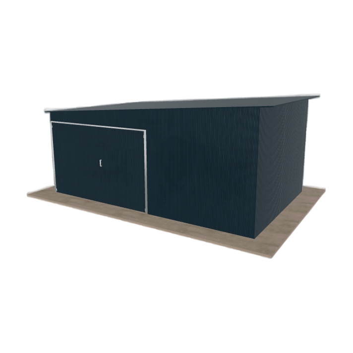 Plechová garáž 5.5 x 3.5 m jednopolohový spád doleva Grafit