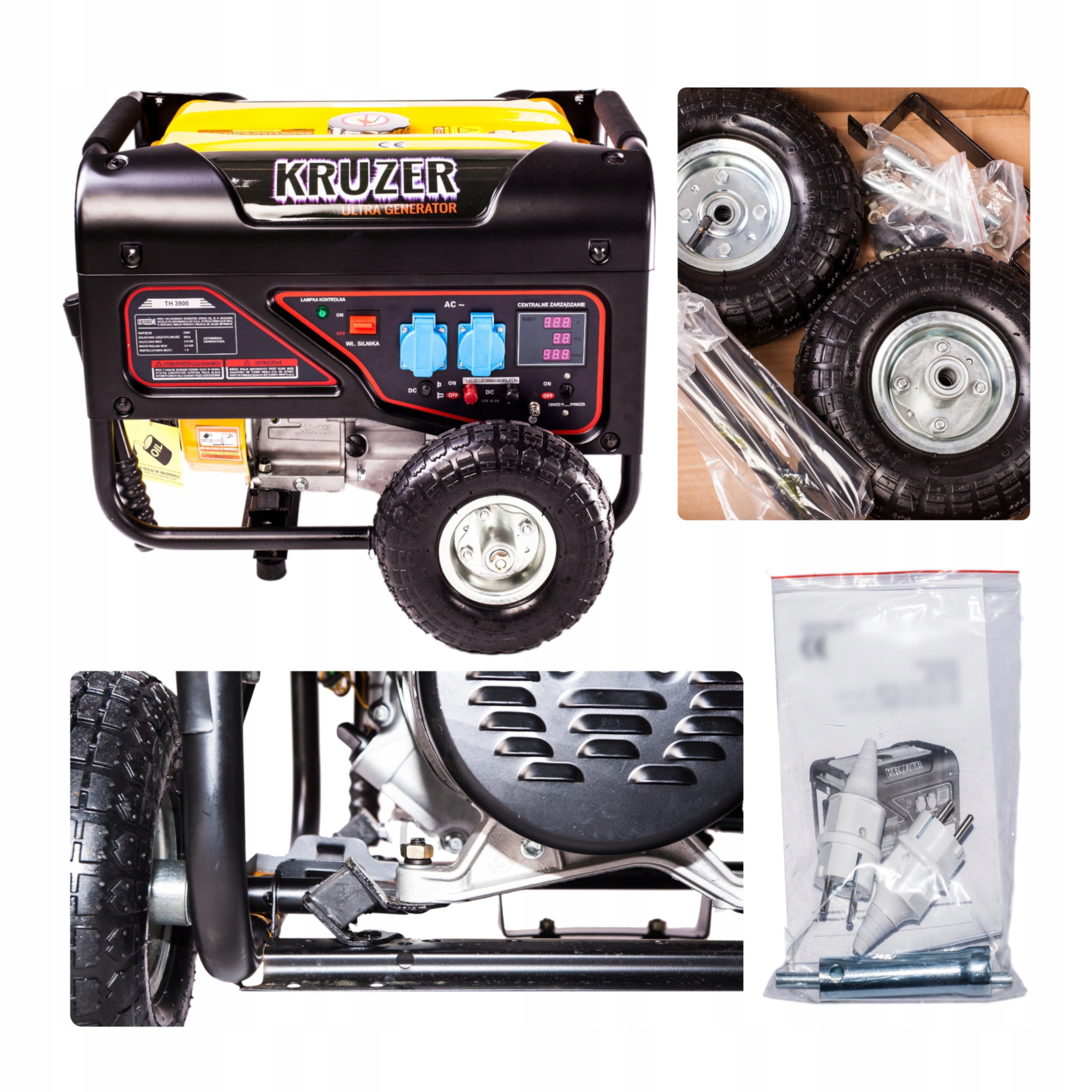 Agregat Prądotwórczy Kruzer TH3900 3,2 kW Generator prądu Kółka i Uchwyt