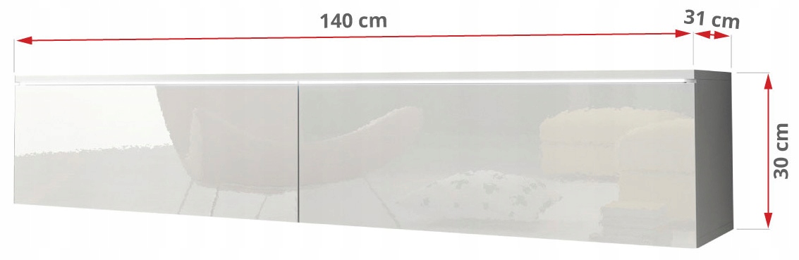 Szafka RTV Lowboard D 140cm DĄB WOTAN Szerokość mebla 140 cm