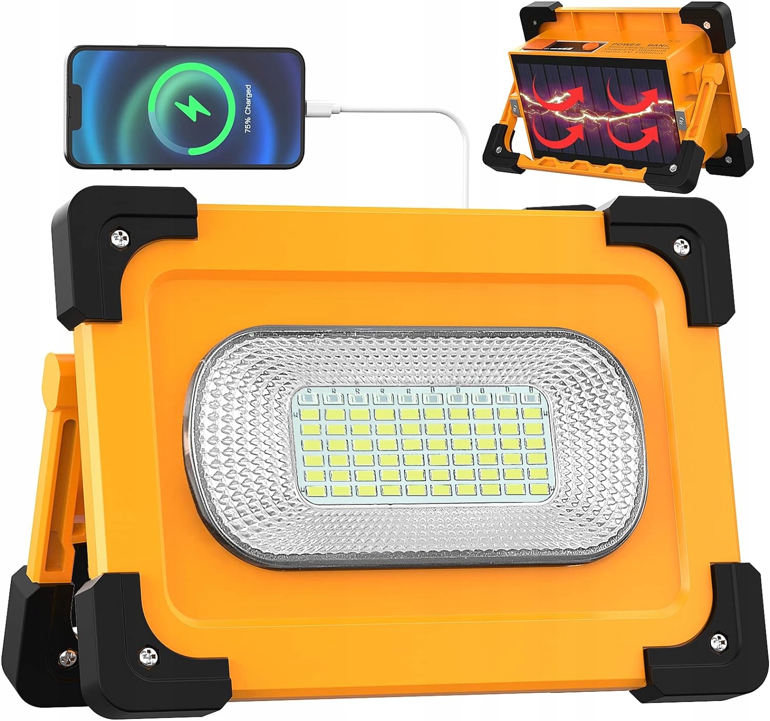 LAMPA SAMOCHODOWA ROBOCZA TURYSTYCZNA HALOGEN LED SOLARNA GŁOŚNIK BLUETOOTH