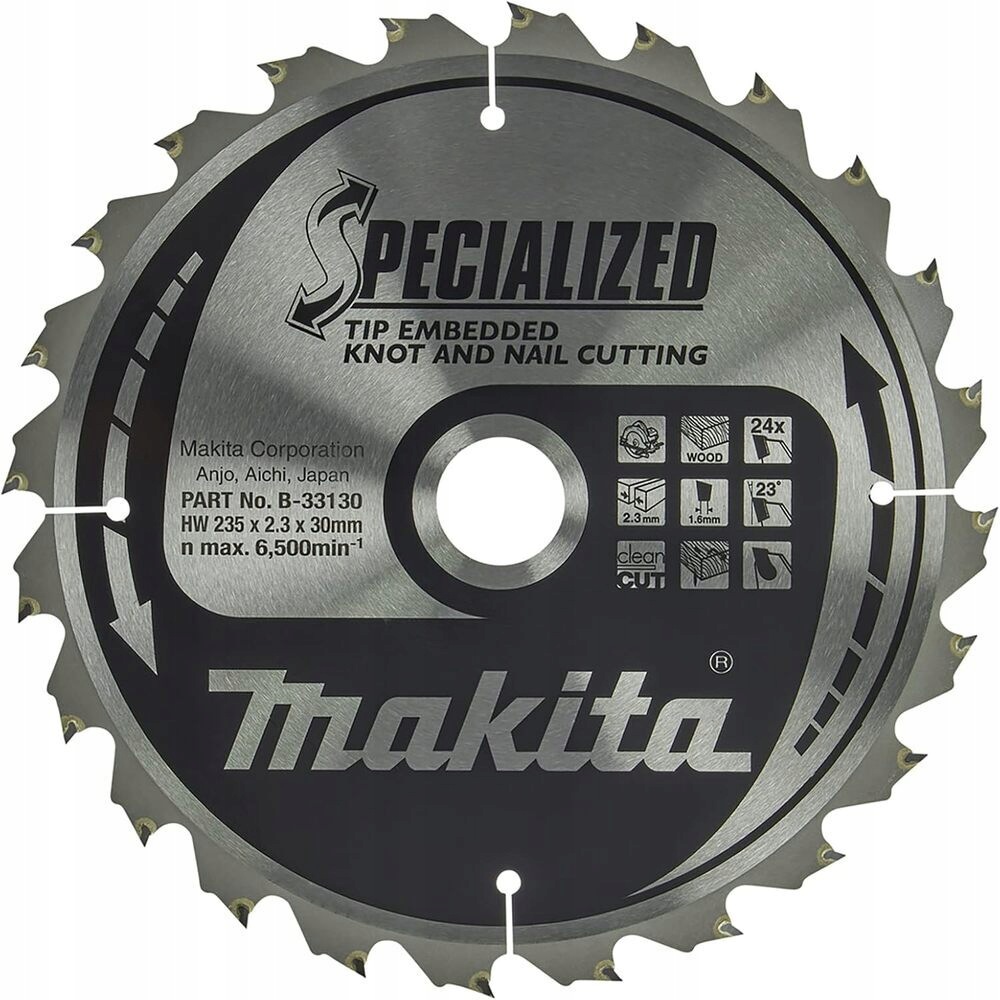 Řezací kotouč na dřevo s hřebíky, 235 x 30 mm, 24 zubů, Makita [B-33130]
