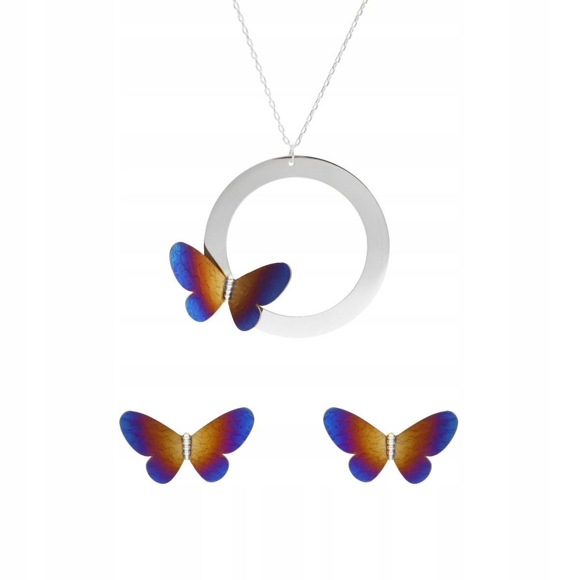 Komplet motýli titan ombre stříbro