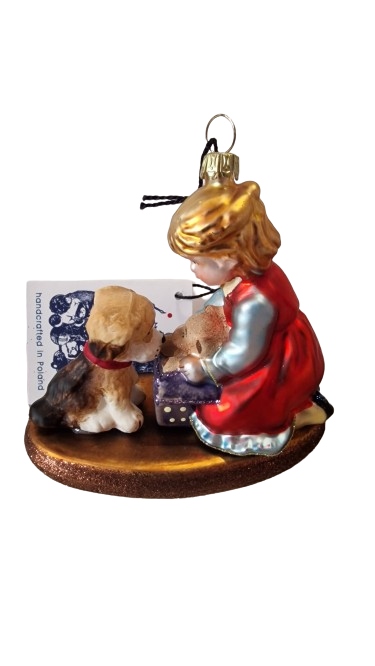 Vianočná Guľa Sklenené Dievčatko S Psíkom Komozia