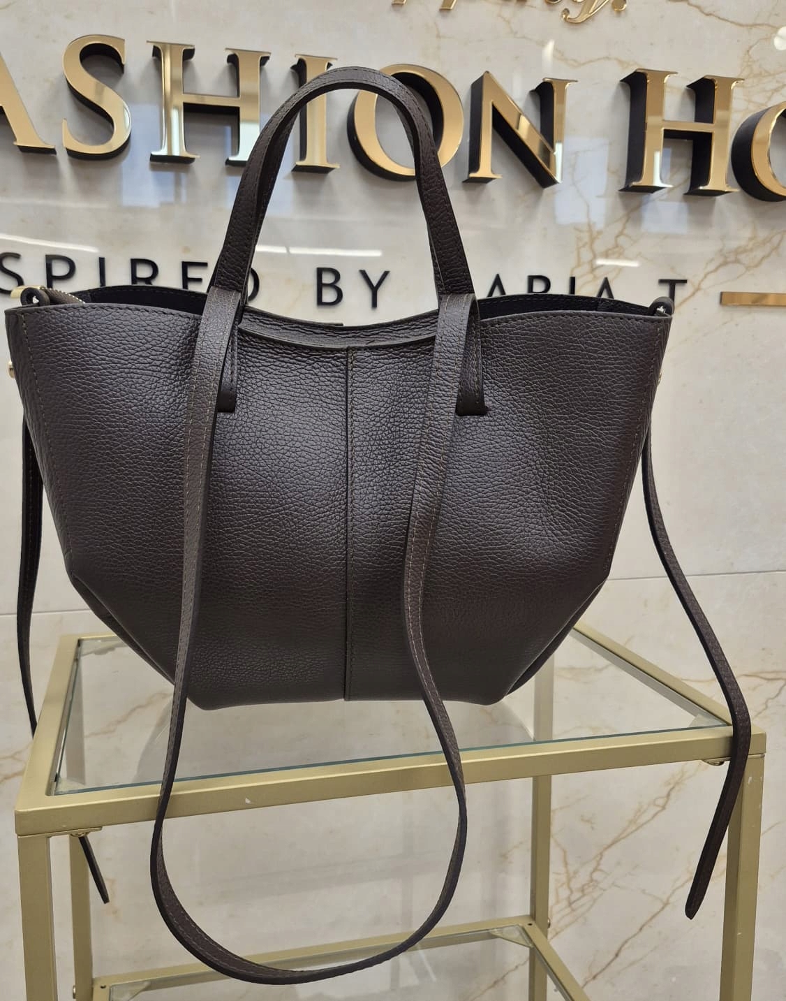 Dámská Kabelka Z Přírodní Kůže 42x24 CM Čokoláda.