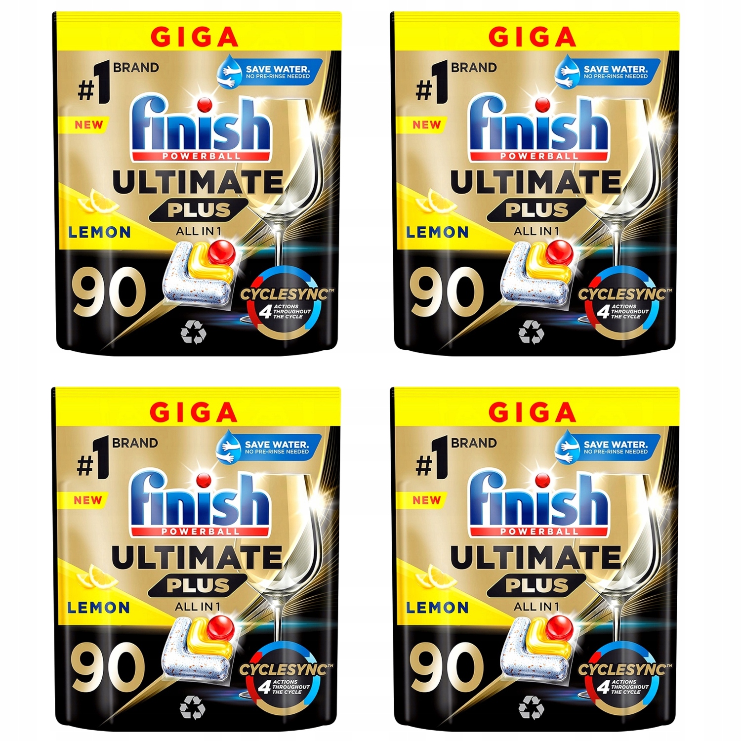 Levně 4 x kapsle do myčky nádobí Finish 90ks Ultimate Plus All in 1 Tabs Lemon
