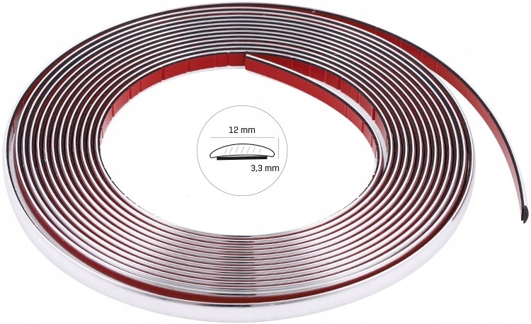Listwa Dekoracyjna Chrom Z Klejem Samoprzylepna 12mm x 8m