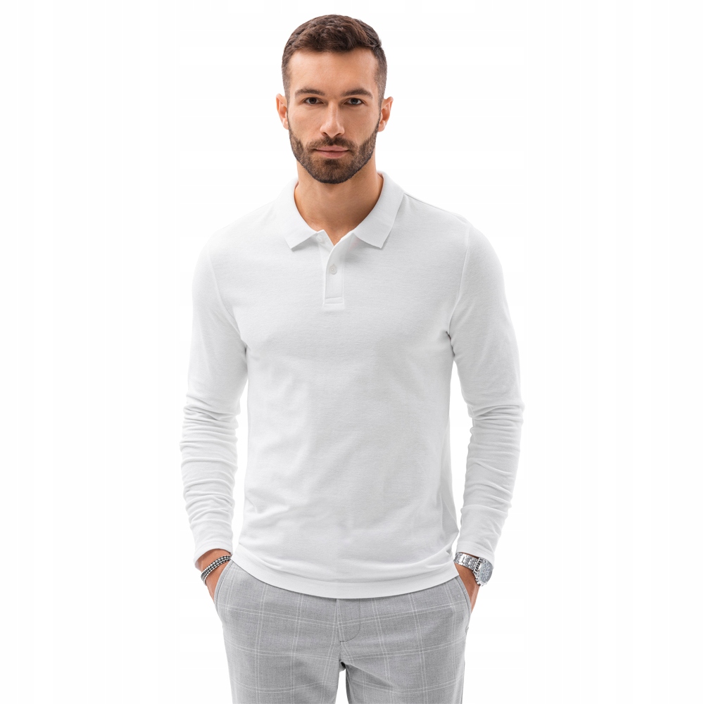 

Longsleeve męski z kołnierzykiem L132 biały M