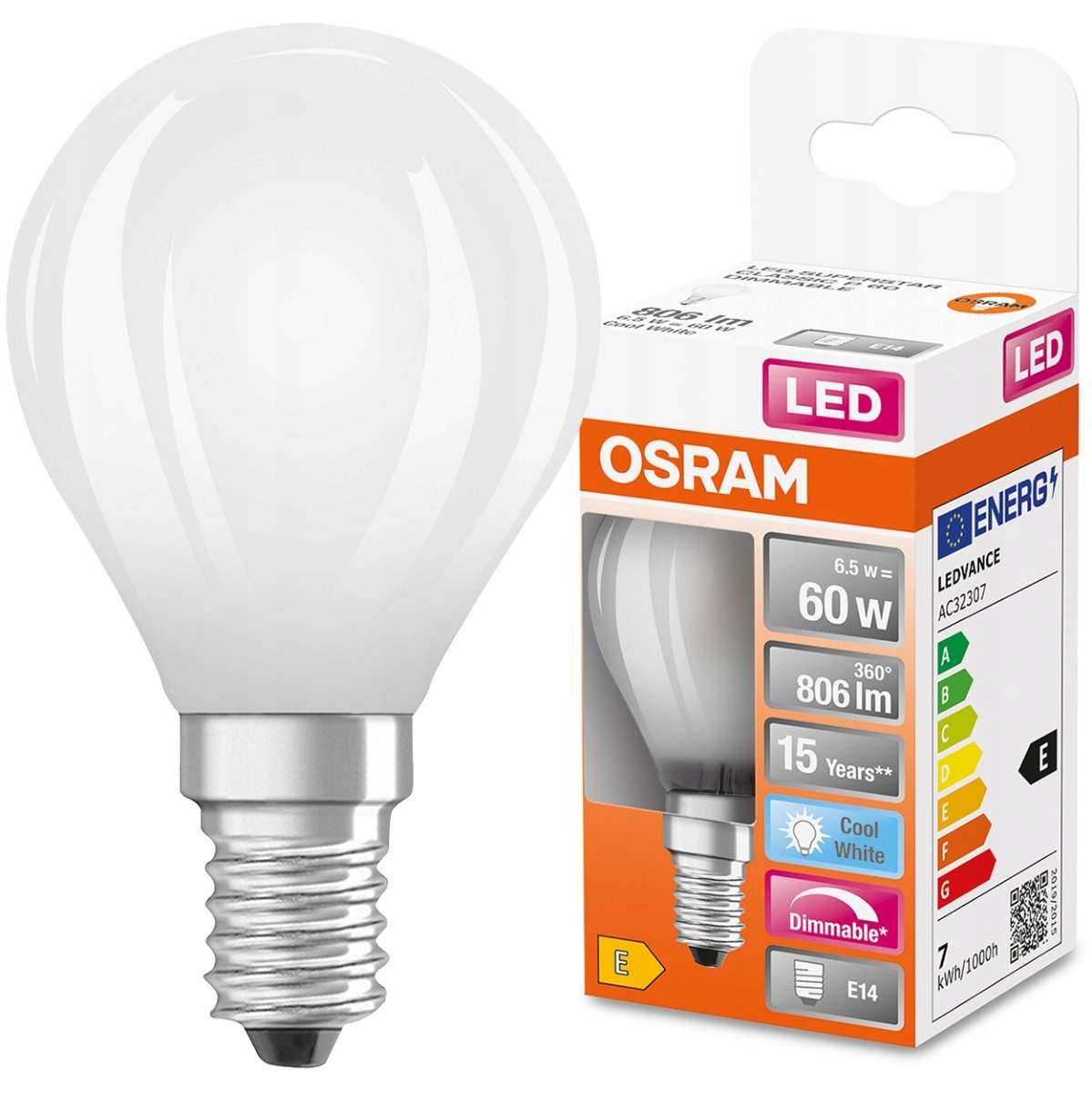 

Żarówka Led E14 6,5W 60W 4000K Ściemnialna Osram