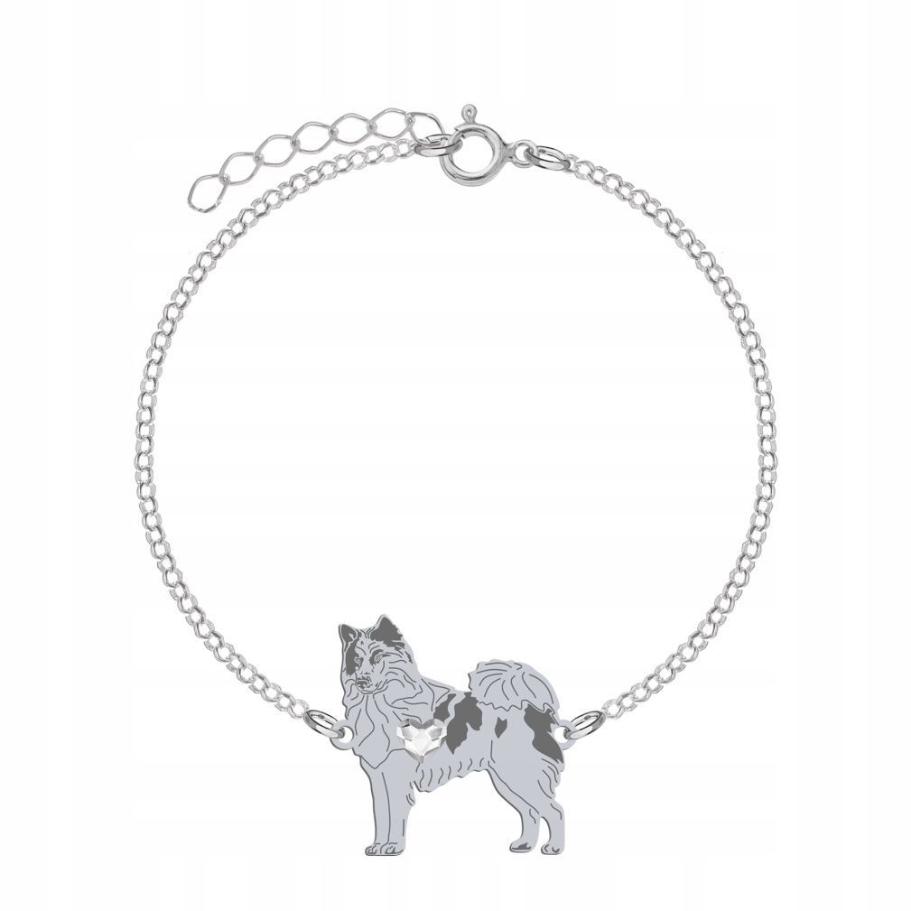 Náramek se psem Yakutian Laika Stříbro 925 Dárek Řetízek Gravírování