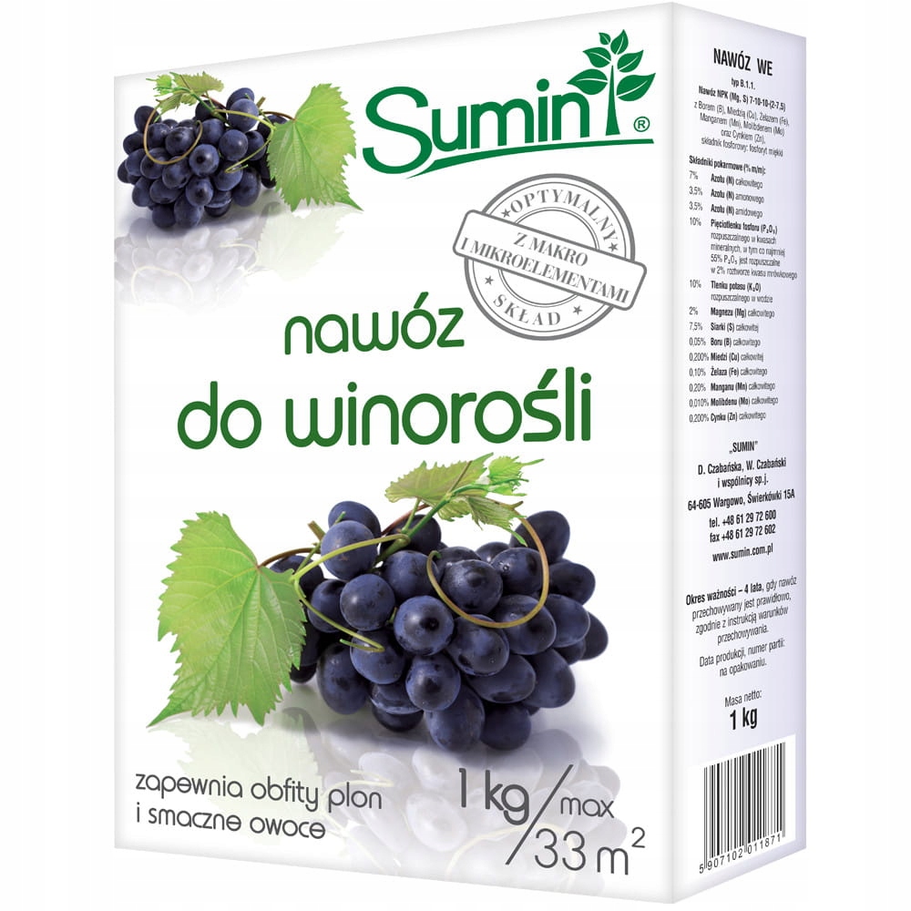 

Nawóz granulowany do winorośli 1 kg Sumin