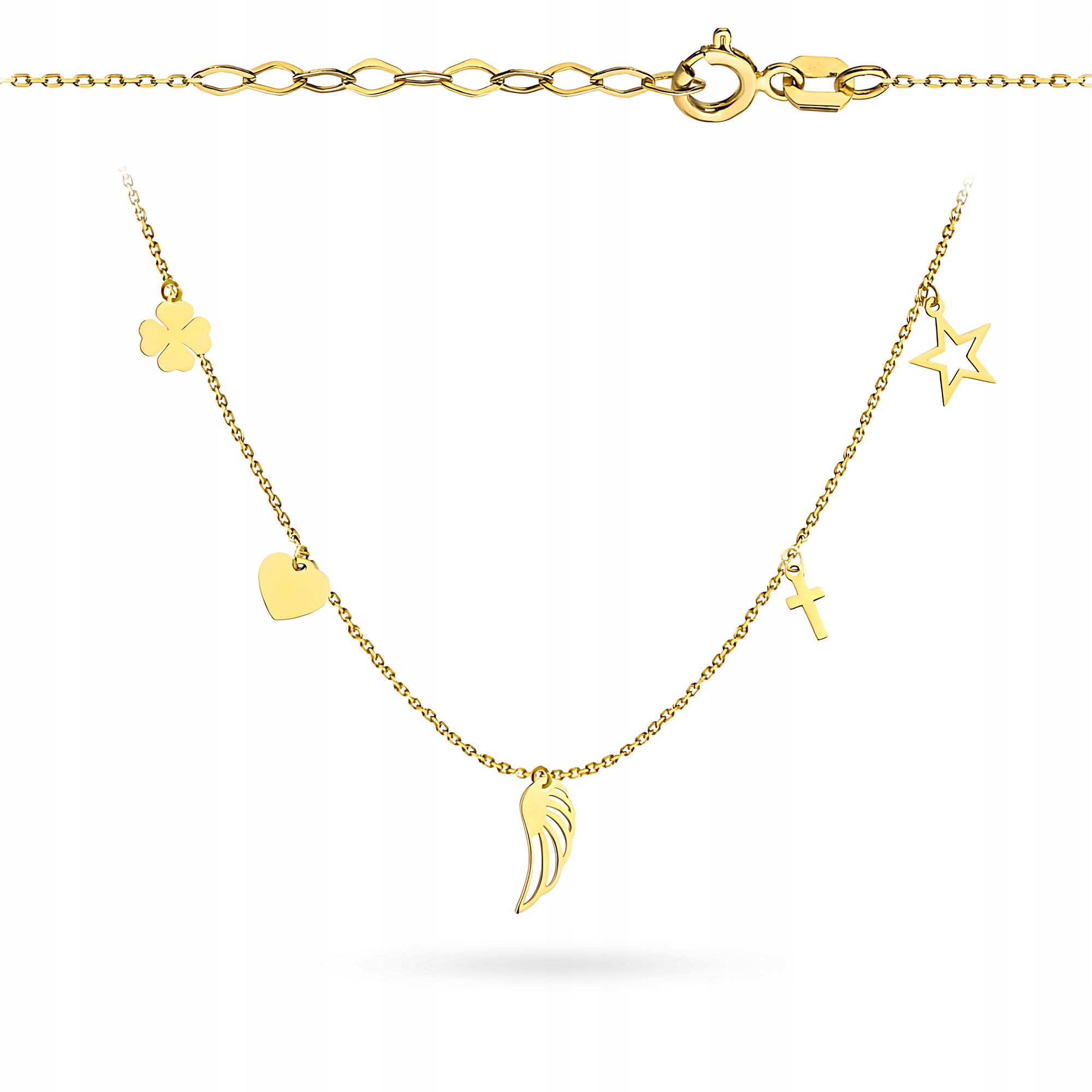 Zlatý Náhrdelník Řetízek Dámský pr. 585 Srdce Hvězdička Kříž Křídlo 14k