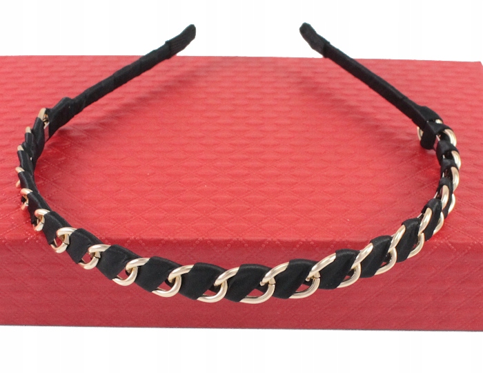

Opaska Do Włosów Czarna Złoty Łańcuszek Chain