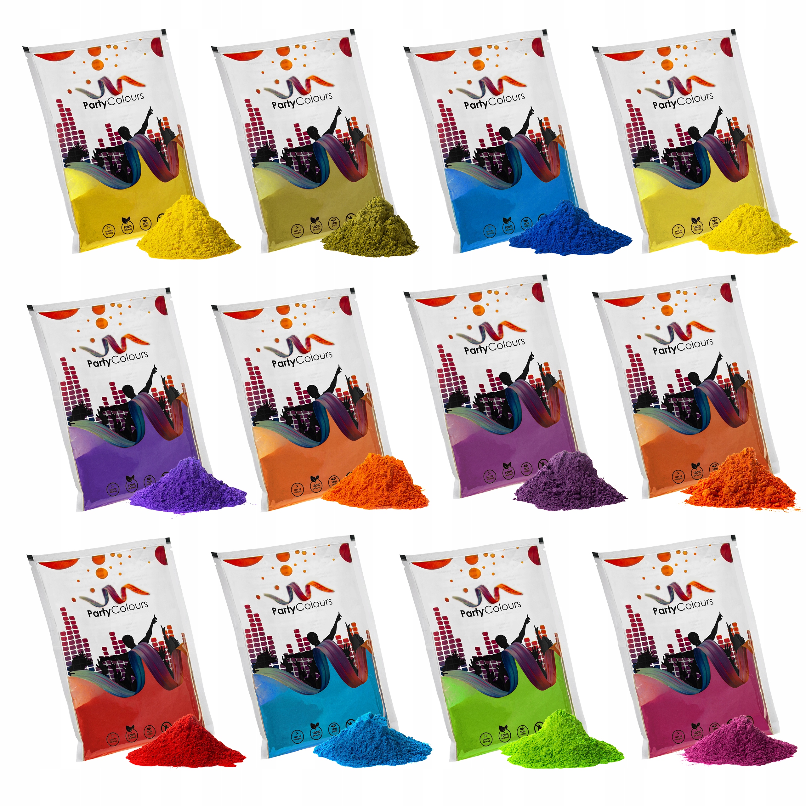 

Kolorowy proszek Holi Puder Festiwal Zestaw 12szt