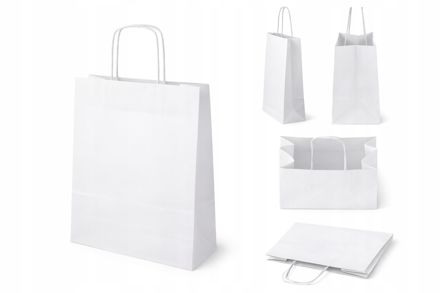 Torebki papierowe Białe Ucho Skręcane 26x32 cm 250 szt.